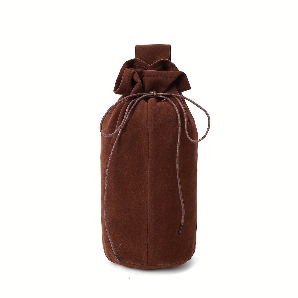 Vintage-Style Brown Synthetic Leather Drawstring Belt Bag Coin Purse  Wallet, Streetwear Accessory for *'s Day, Mother's Day, Valentine's Gift