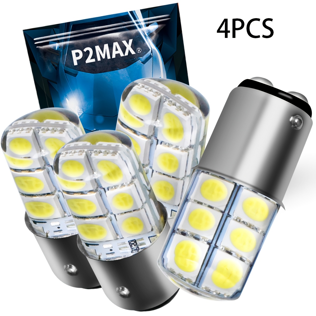 TEMU 4pcs Led Car Tail Lights Brake Lights Reverse Lights Running Lights Fog Lights 1156 Ba15s P21w 1157 Bay15d P21/5w S25 G18 Featuring 24