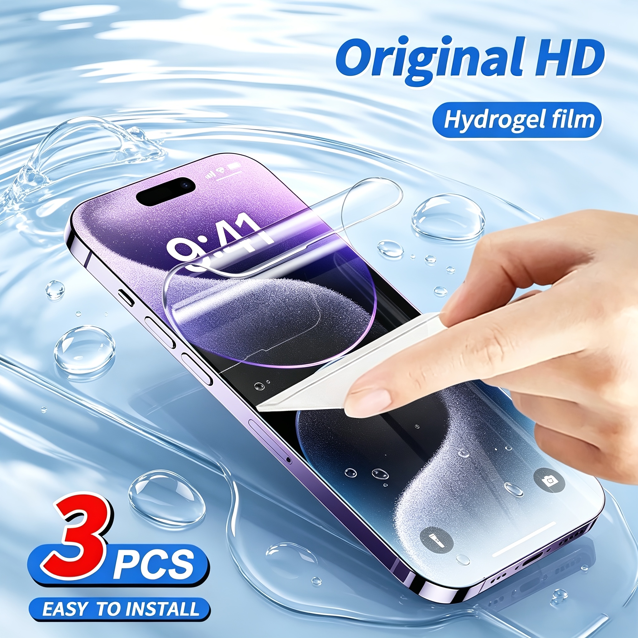 TEMU Paquete de 3 protectores de pantalla de hidrogel TPU para Xiaomi Redmi A5/A4, película de hidrogel TPU , cobertura total, transparente,