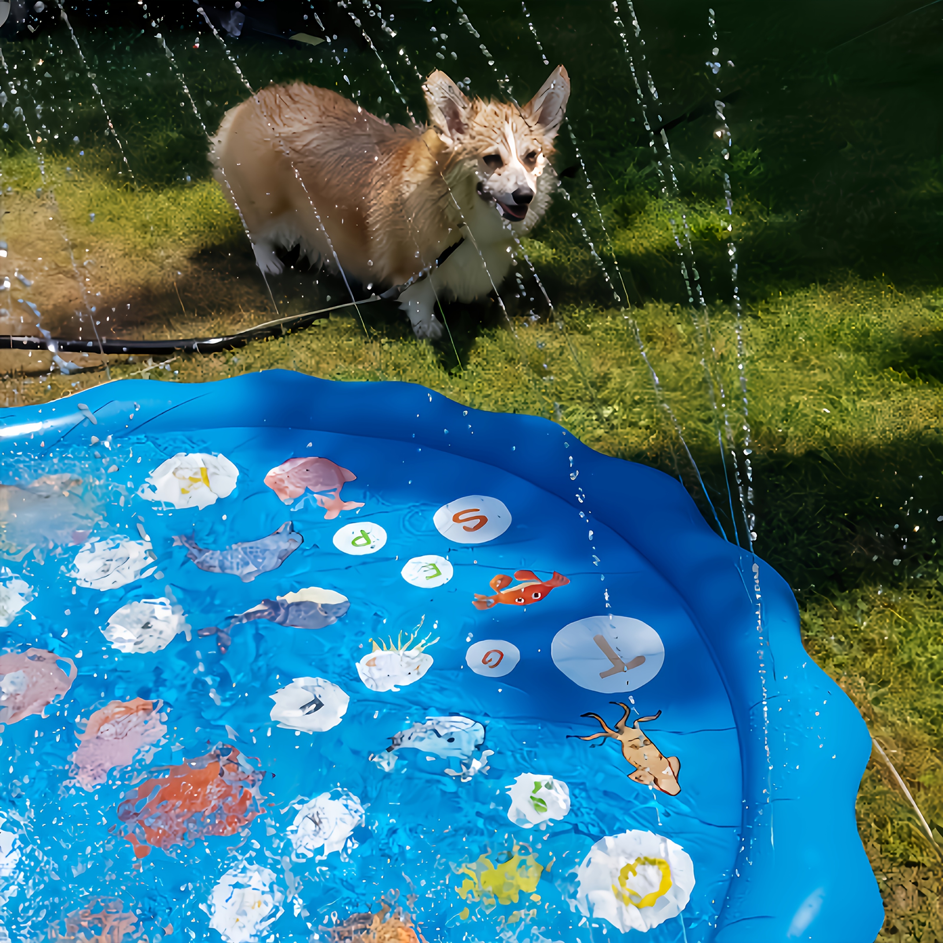 Extra Large Portable Outdoor Swimming Pool with Water  Sprinklers Learning Mat Heavy-Duty PVC Family-Friendly Inflatable Pool  with Al