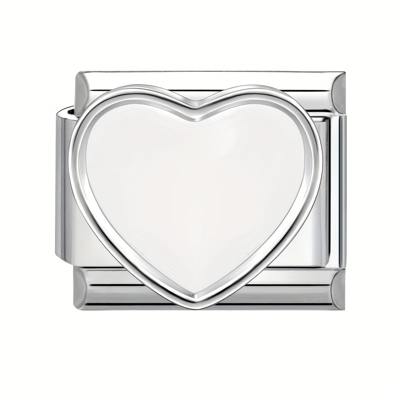 TEMU 1 Personalized Picture Diy Module Accessory, Featuring A Heart-shaped Rectangle Pattern. Suitable For Making Bracelets, Necklaces, Rings, And