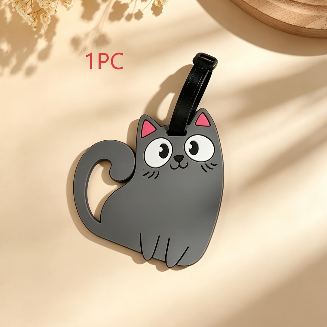 Macaron Solid Colour Cat PVC Travel Luggage Tag