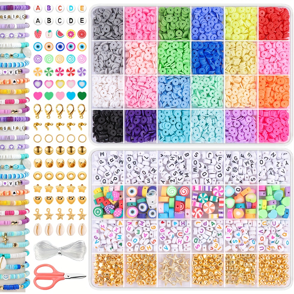 

4800 pcs Kit de perles de pâte polymère la de - de DIY de des , des pendentifs et des outils , les - de perles en plastique colorées d' et les décorations de fête