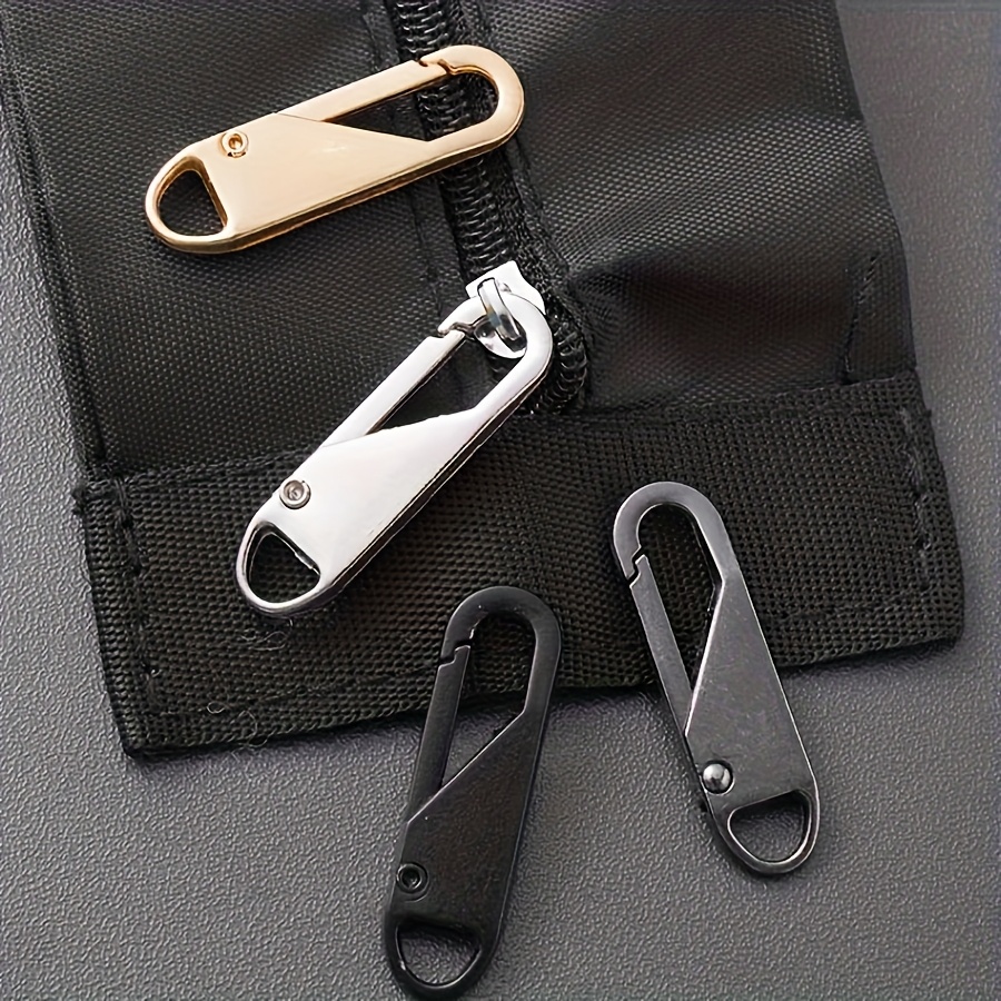 Image of 4pcs Replacement Zipper Heads - Black Bag Straps For Travel Bags, Clothing & Crafts, Jackets, Backpacks & Handbags, Etc., Durable Metal Slider, , Removable Head - Black