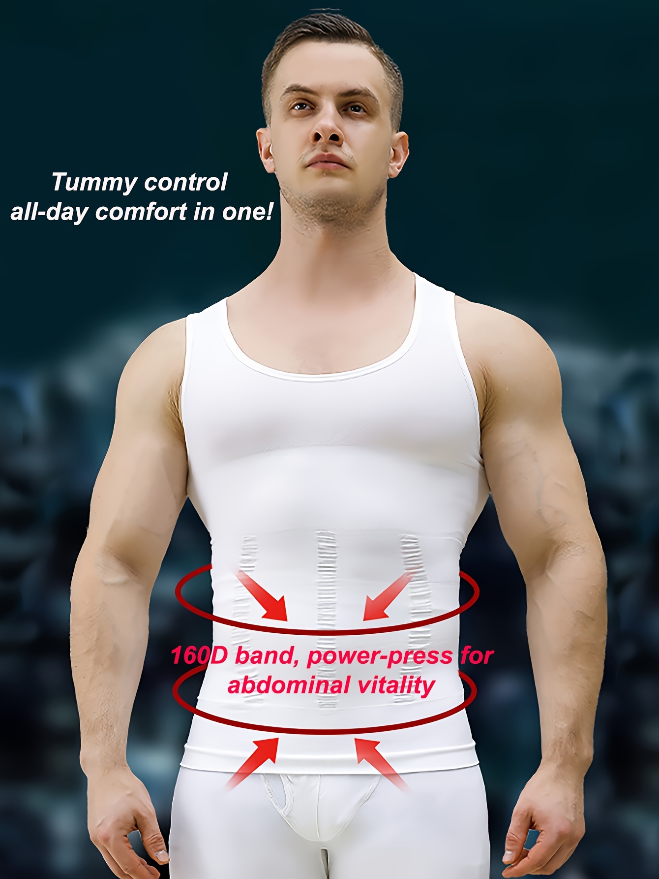 seamless mens body shaper tummy control bust compression hidden fat fitness athletic base layer v neck tank top