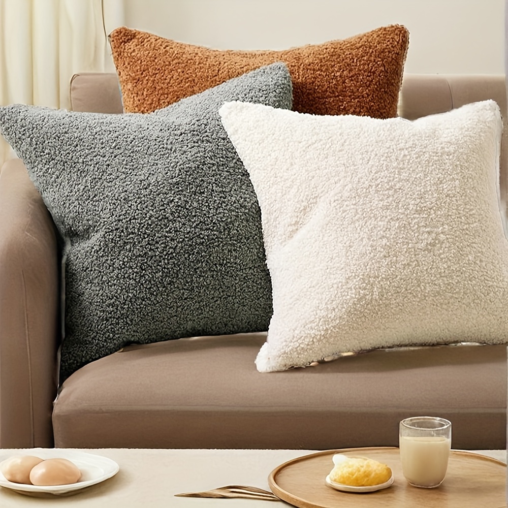 

Contemporary Fluffy Throw Pillow Covers 18x18 Inch - Soft Double-sided Polyester, Machine Washable, Zipper Closure - Decorative Pillow Cases For Sofa, Bedroom, Living Room - Gift Home Decor - 1 Piece