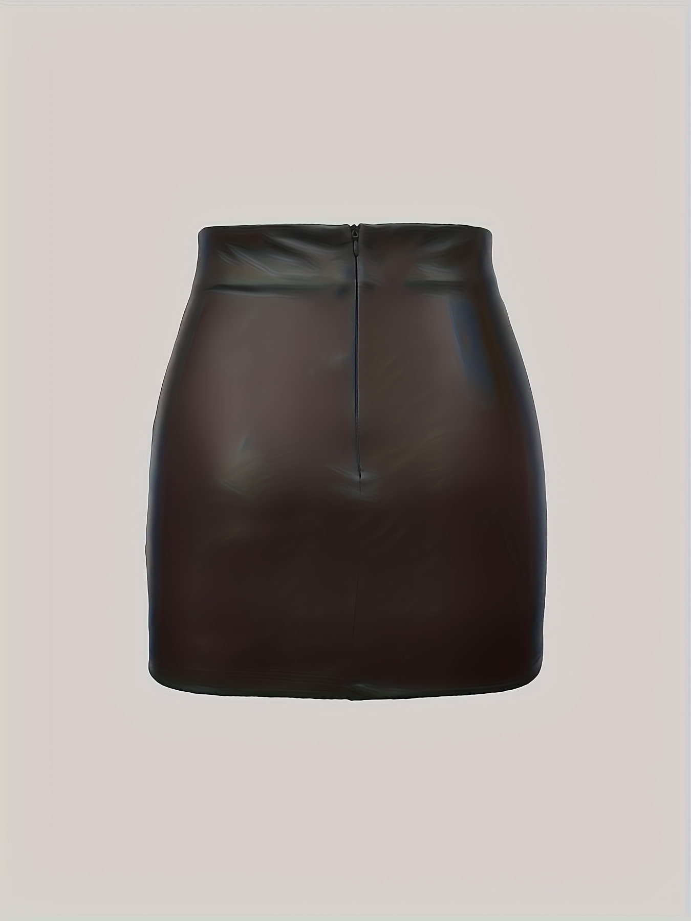 fashionable casual solid color pu faux leather mini skirt