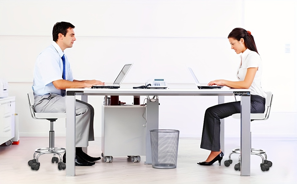 ergonomic swivel stool with backrest - height-adjustable rolling office chair, 360° rotation & memory foam cushion - heavy-duty metal base with non-slip casters - for salon, massage, spa, home - white (49.02cm-61.47cm) - easy-to-clean stool, spa furniture,  , durable construction, massage therapists Product details 4