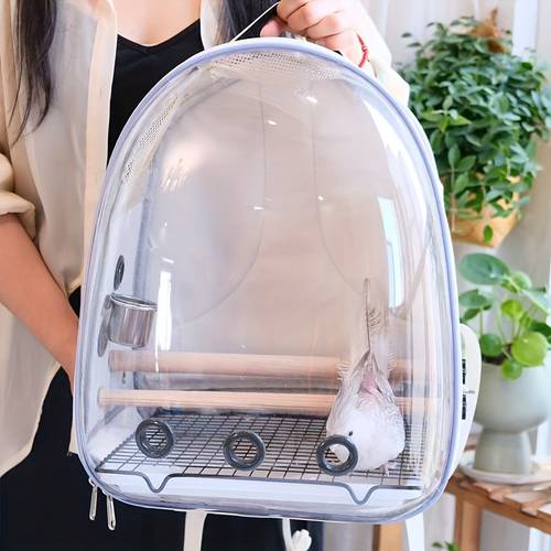 parrot outdoor bag clear portable large shoulder backpack tiger bird cage outfit 4pcs set