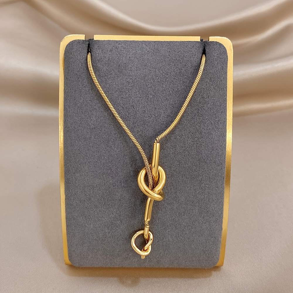 Women's Golden Stainless Steel Double-Knot Necklace, Adjustable