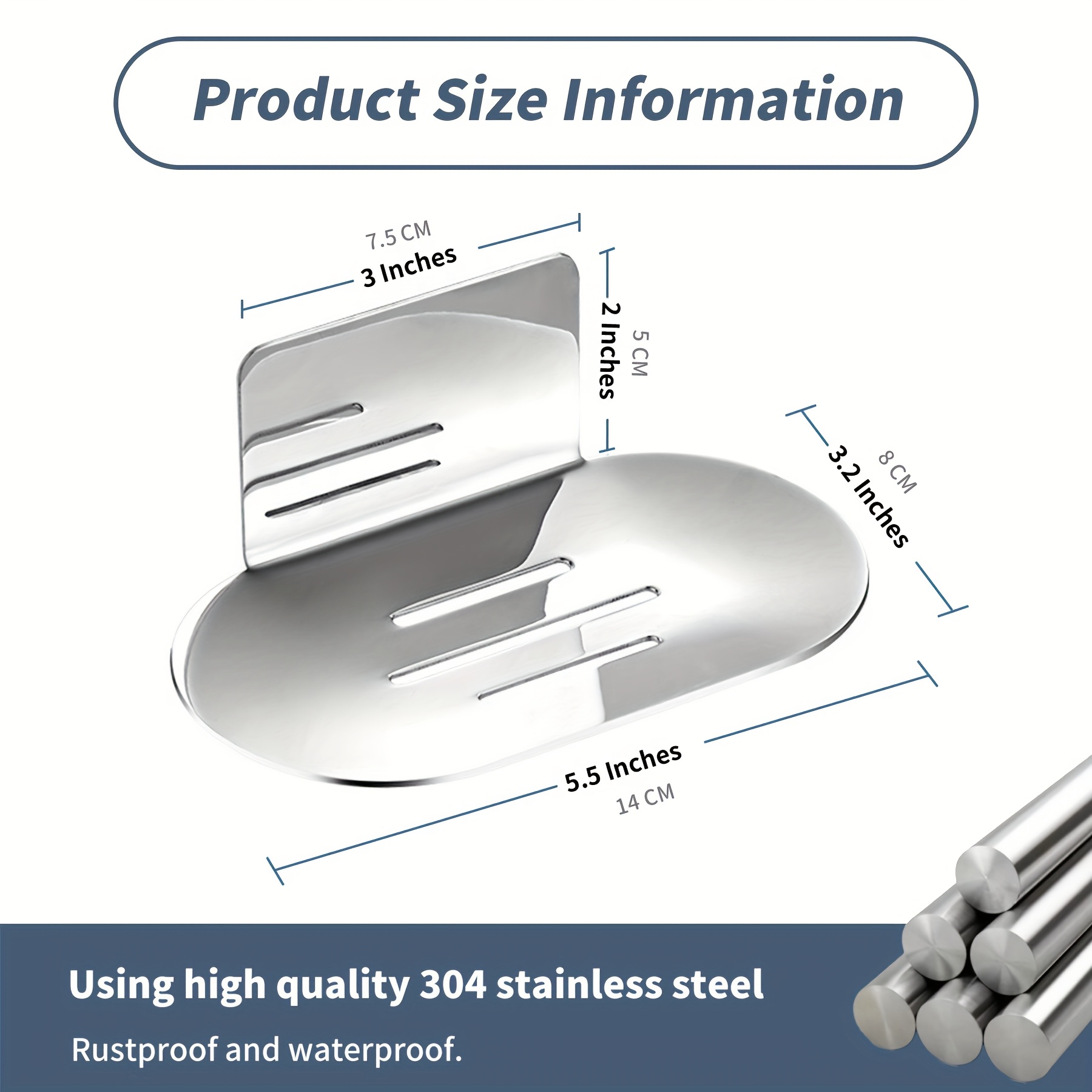 Thickened Stainless Steel Soap Dish Holder - Modern Oval Design, Wall-mounted Storage Rack That Requires No Drilling, Perfect For Bathroom Essentials And Seasonal Use