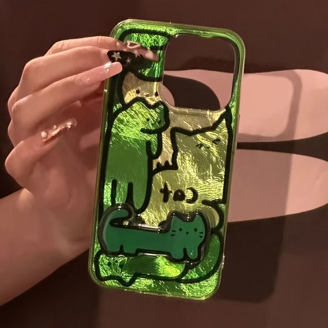 TEMU Phone Case - Abstract Line Cat Phone Case With A Foldable Stand, Compatible With For Iphone Models 11, 12, 13, 14, 15, And 16 Pro Max
