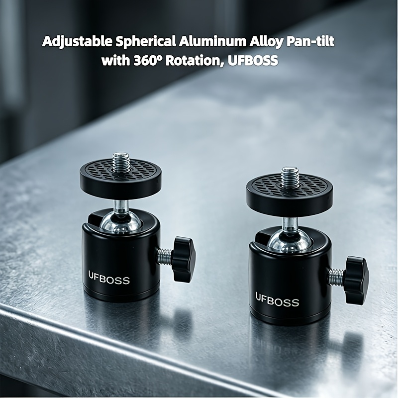 TEMU 2-pack 360° Adjustable Ball Head: Detachable Aluminum Alloy Head Supports 36-degree Rotation For Easy Adjustment To The Shooting Angle. 1/4