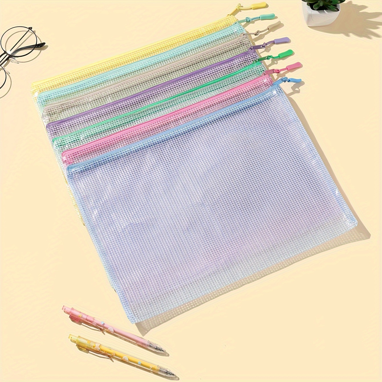 Mesh Zipper Pouch Document Bag Waterproof Zip File Folders - Temu Canada