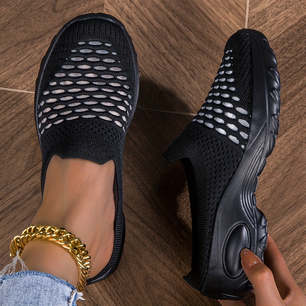 fashion womens knit athletic sandals ultra light and breathable breathable knit mule shoes casual outdoor shoes lightweight     daily outdoor casual wear womens plus size shoes summer casual slides 3