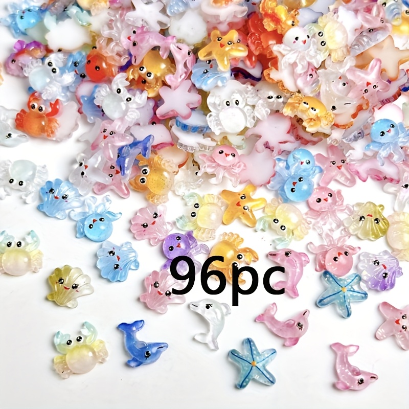 48/96pcs Mini Resin Ocean Animals, Tiny Sea Animal For Nail Art
