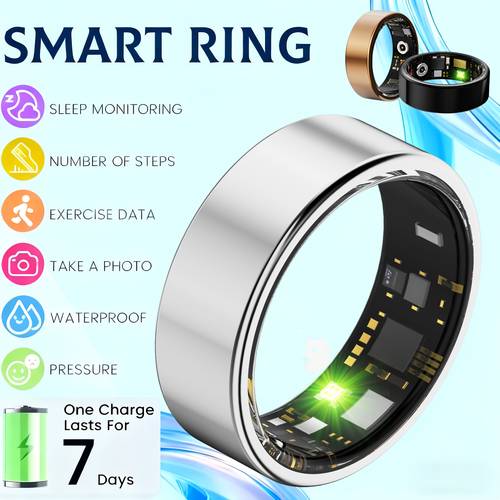 2026 smart ring for women men fitness ring with step 100 stress monitor ip68 waterproof health ring for iphone gifts for mom gifts for dad