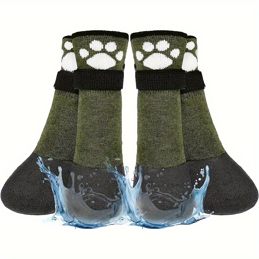 

Pet Paw Protector Socks - 4 Pack, Adjustable, Rubber Grip, Waterproof, Winter, Summer, Spring, Fall, Small, Medium, Large Dogs