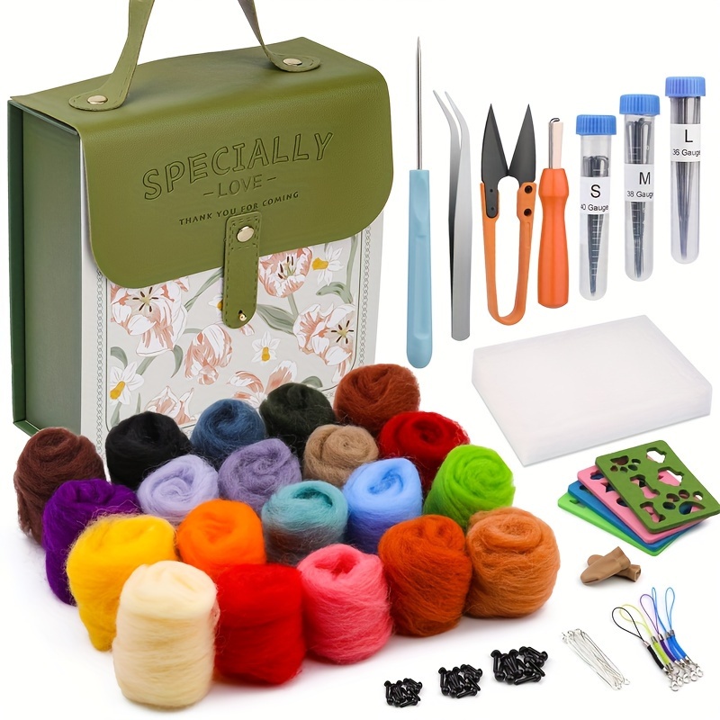 

Needle Felting Kit, Wool Roving 20 Colors Set, Wool Felting Kit Felt Molds With Portable Storage Box For Diy Craft Home Decoration Gift