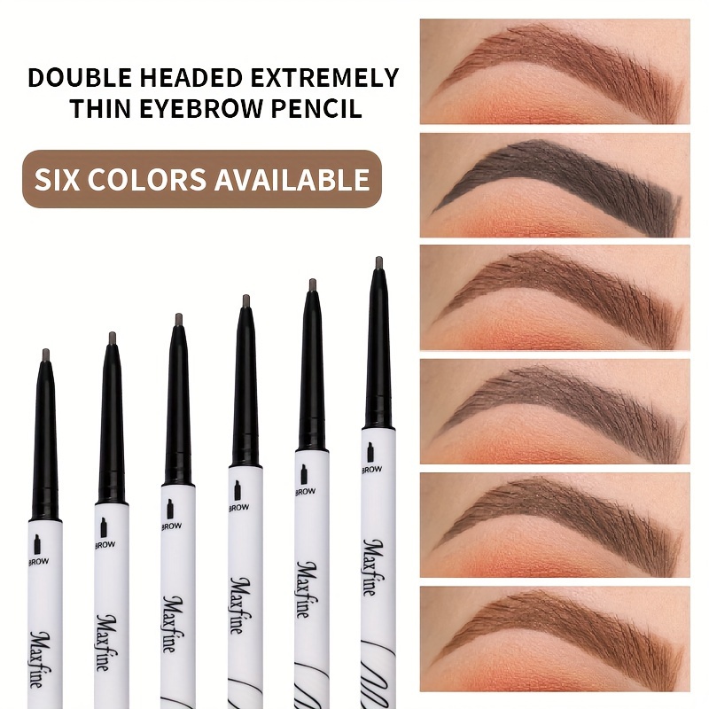 ultra fine dual ended eyebrow pencil with brush waterproof sweatproof smudge proof long lasting easy application in black dark brown grey and   shades