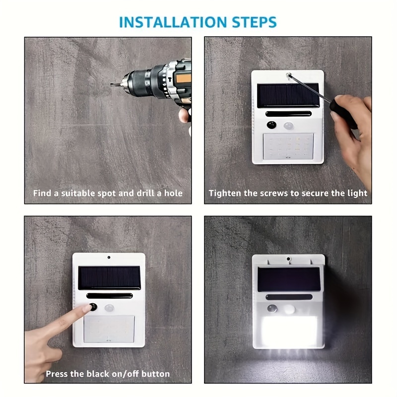 4/8 Sets de Luces Solares para Exteriores, Seguridad Solar con Sensores de Movimiento para Jardines, Vallas, Patios y Garajes