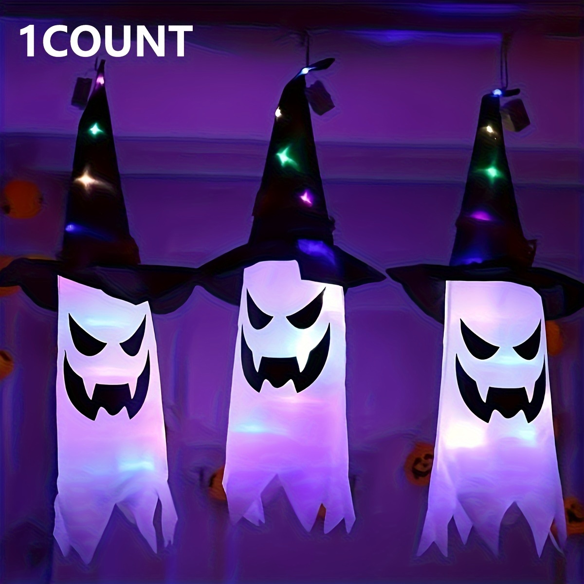 

Hanging 1pcs Wizard Hat Hanging Lights Spooky Atmosphere Lights Suitable For Indoor And Outdoor Decoration