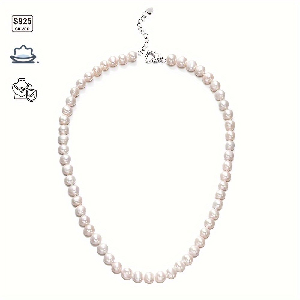 1pc 925 sterling silver pearl necklace with natural pearl perfect gift for girls details 1