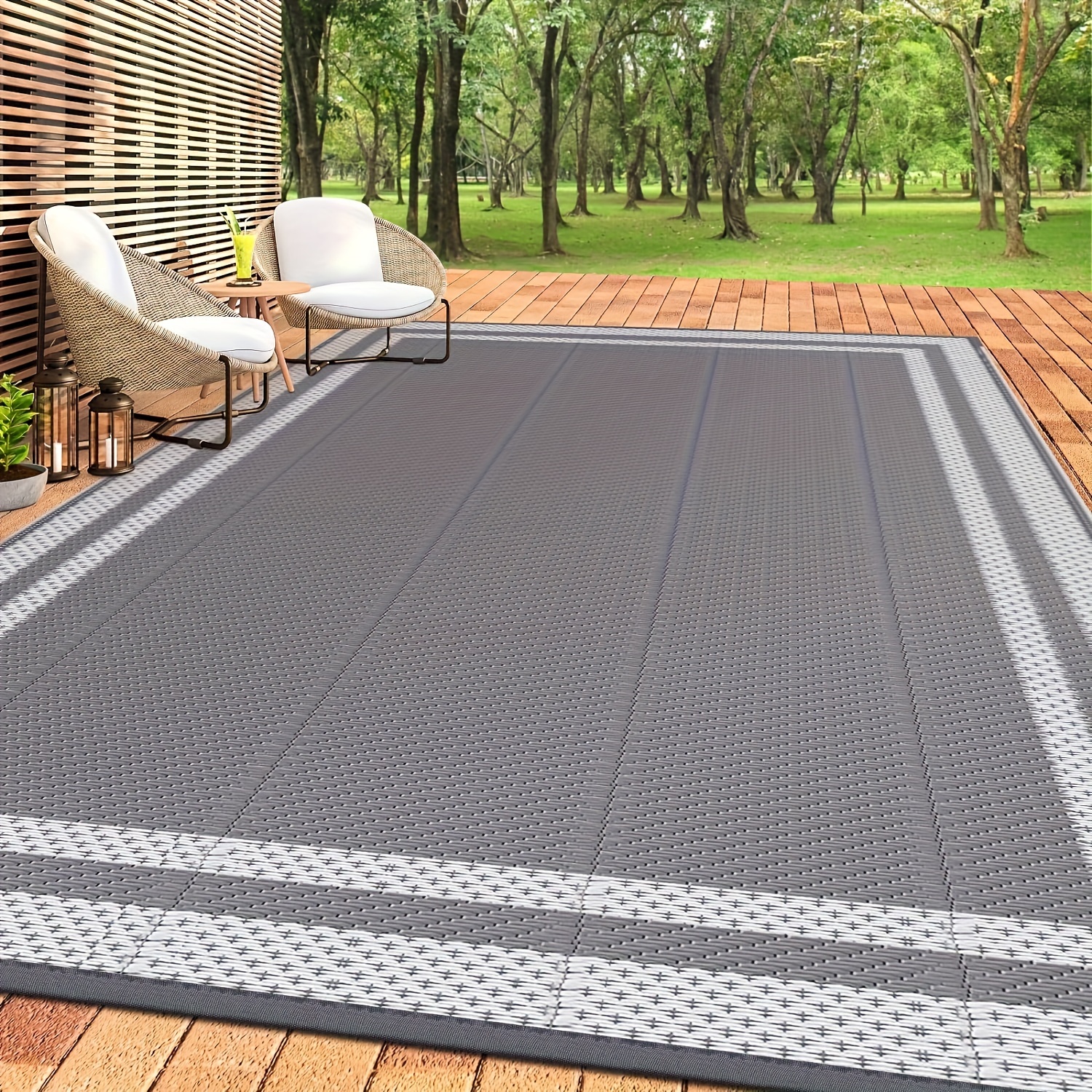 pp material outdoor anti aging carpet mat durable courtyard mat outdoor spring travel portable   courtyard rv mat beach mat outdoor rug terrace decoration foldable double sided area ma