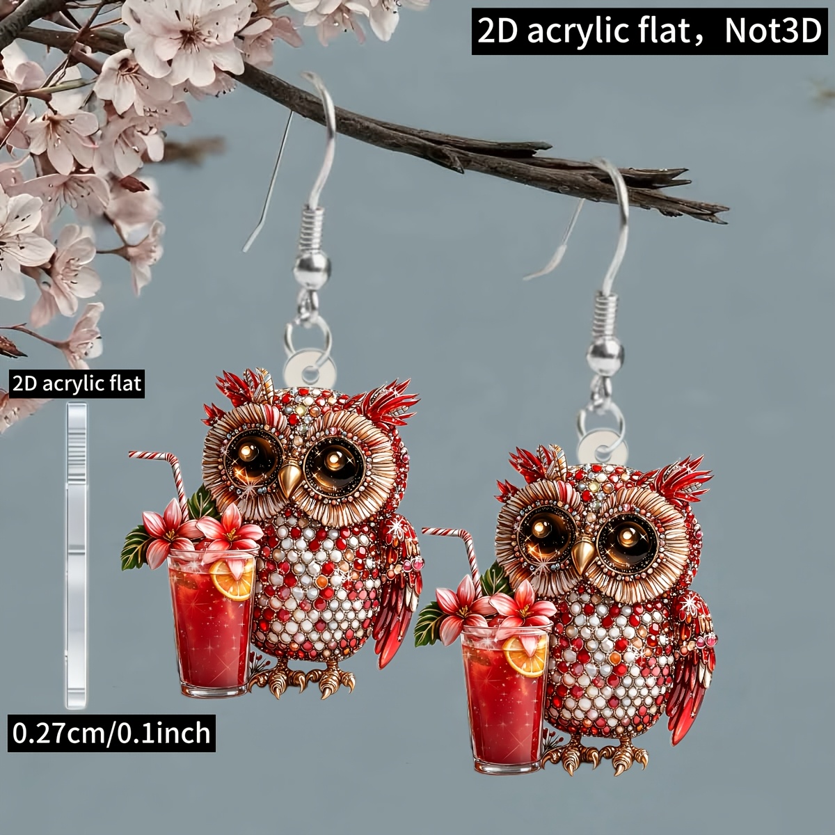 Women's Bohemian Owl Acrylic Drop Earrings