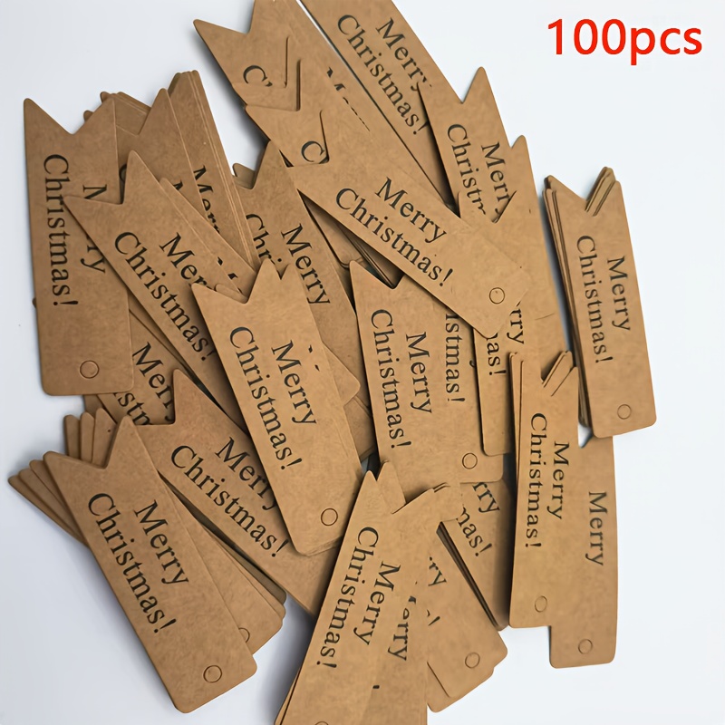 Image of 100pcs Blank Paper Christmas Gift Tags Suitable For Diy Labels, Holiday Decorations, Gift Tags With "merry Christmas" - Blank For Personalization, For Use