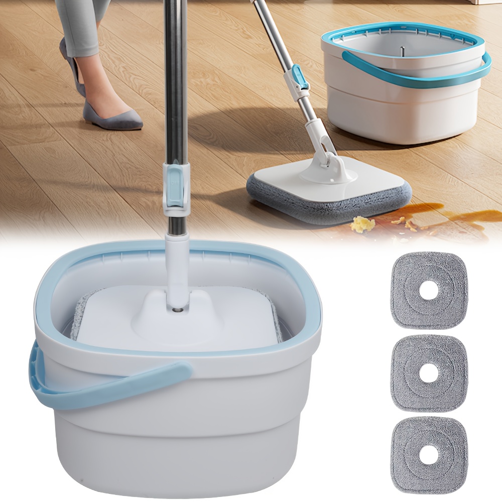 E-shop 1 Set, Abwassertrennung Freihand-Waschmopp und Eimer Set, mit insgesamt 3 Mopp Tüchern, Haushalt Rotierender Bodenmopp, Lazy Mopp,