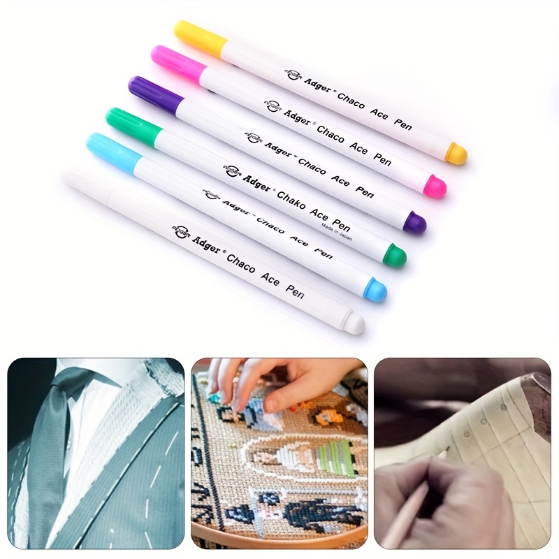 

6pcs Water Soluble Sewing Pens, Fabric Marking Pencils, Erasable Pens For Sewing, Quilting, And Crafts - Mixed Colors