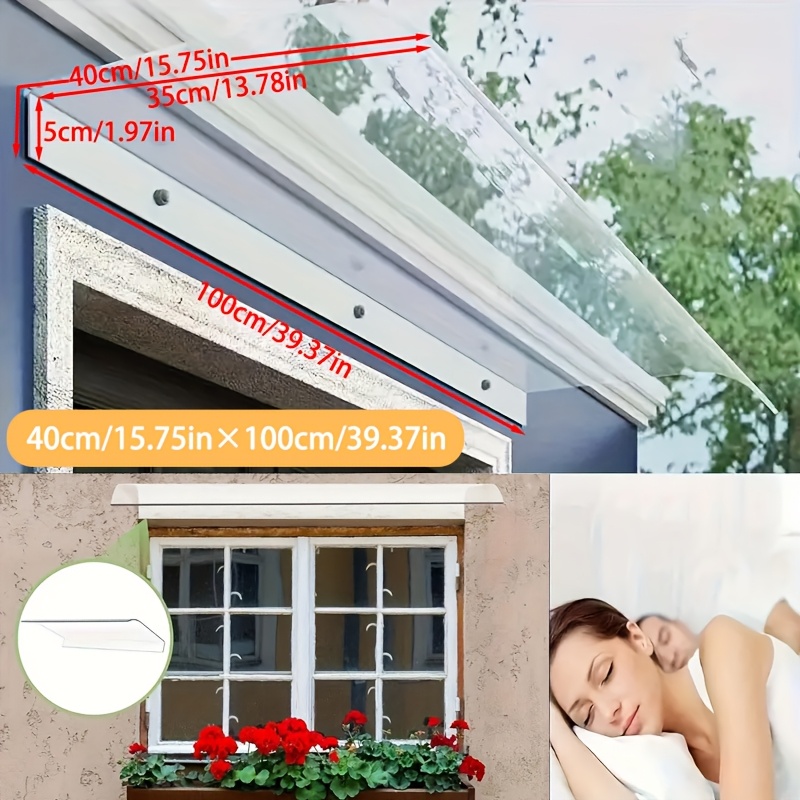 2x Transparente Fenster- & Türüberdachung – 40x60 Cm, Aus PET, UV- & Regenschutz – Ohne Stütze, Einfache Montage