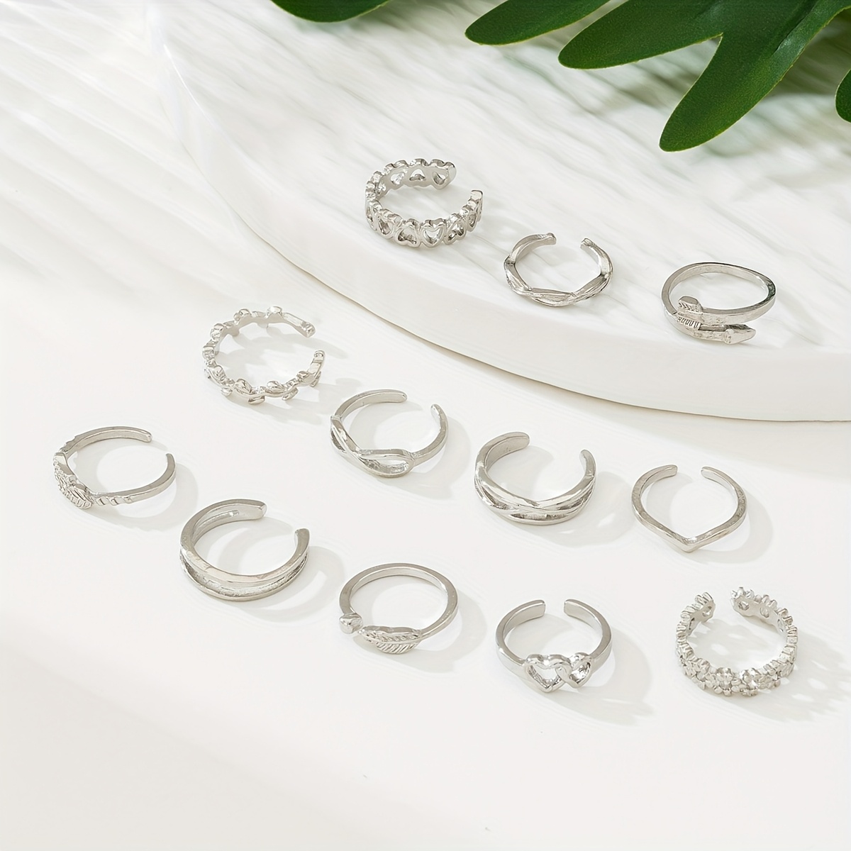 TEMU Juego de 12 anillos de dedo del pie para San Valentín, estilo playero europeo y americano, de abierto y