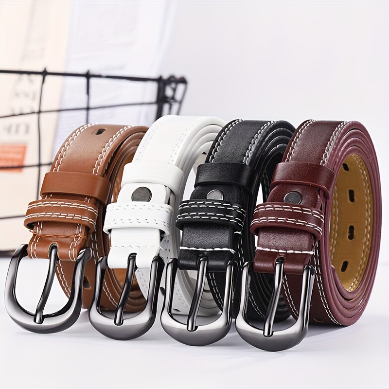 

Vintage Eyelet Pu Leather Belt For Women Men Classic Solid Color Waistband Simple Casual Jeans Pants Belts