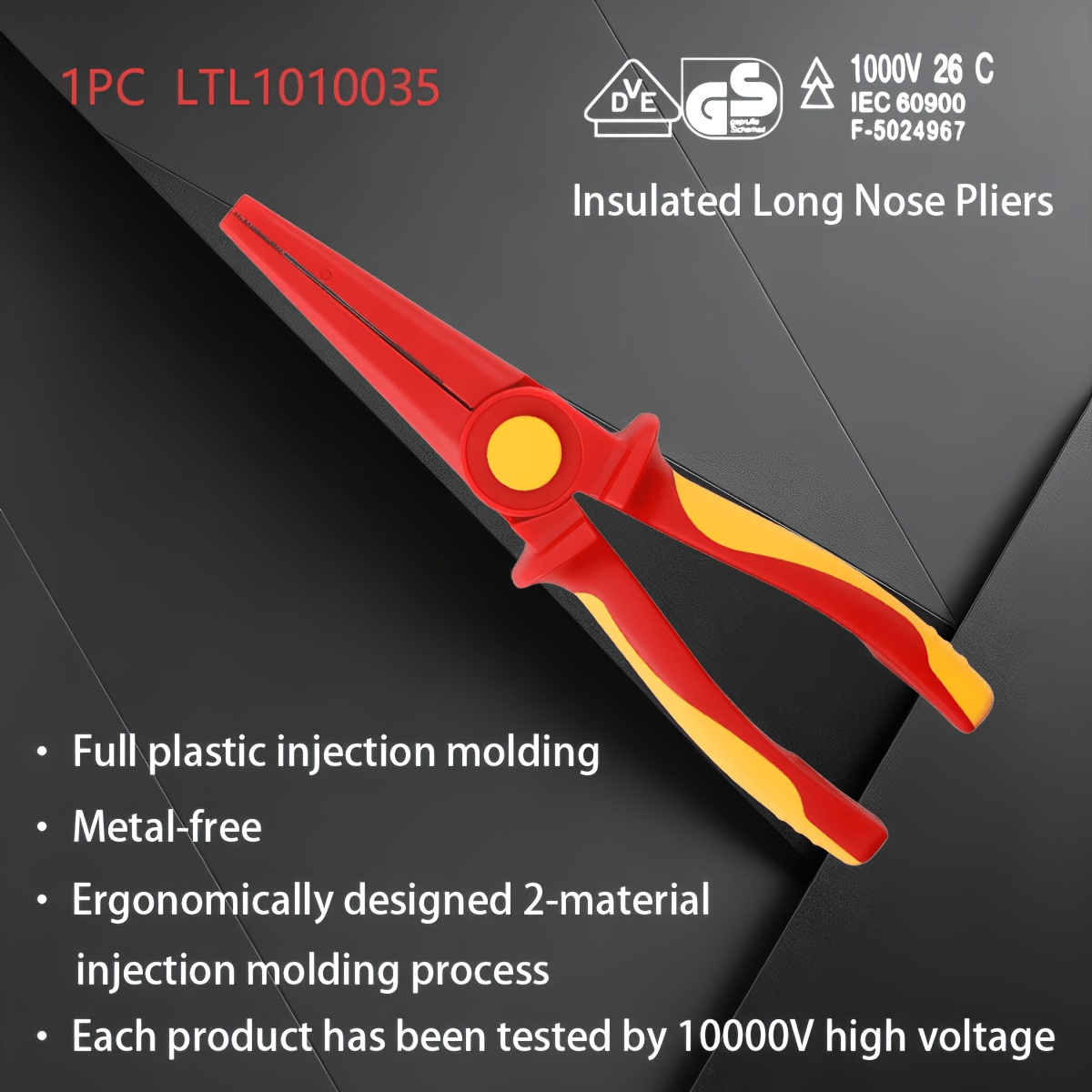 TEMU 1pc Multifunctional Vde Insulated Wire Pliers Plastic Needle-nose For High Voltage Electrical Work