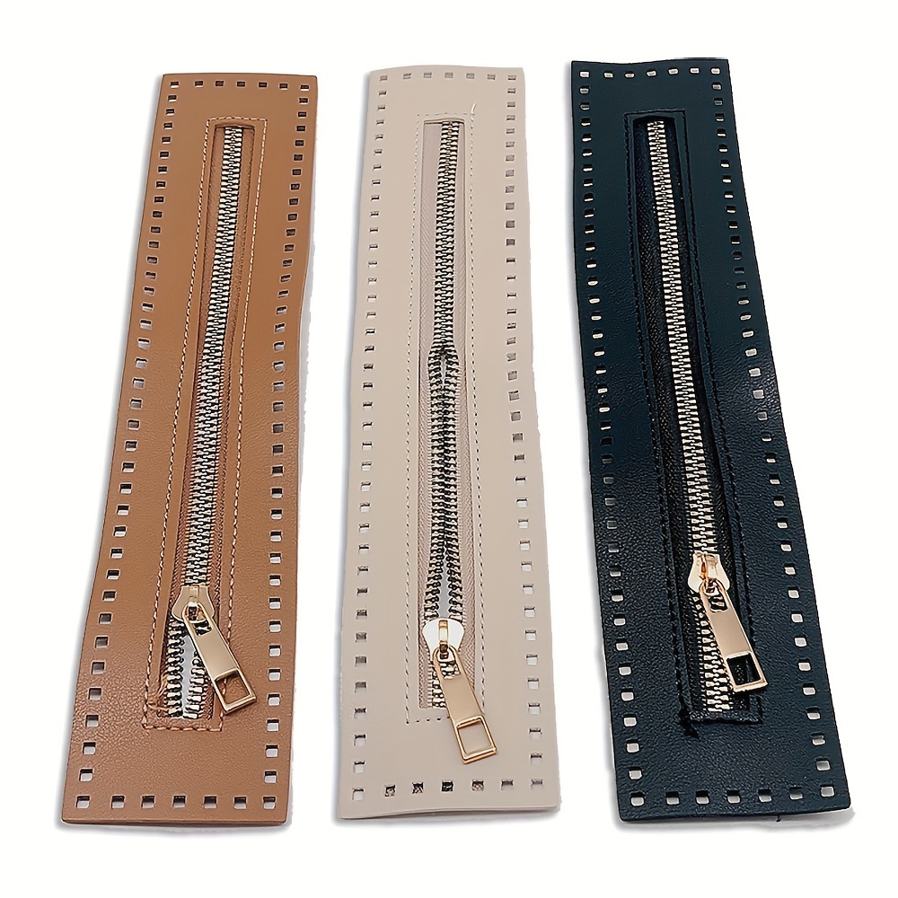 

1pc Faux Leather Zipper Strip For Diy Crafts - 27cm Dual-sided Pu Leather Zipper For Handbags And Luggage Accessories