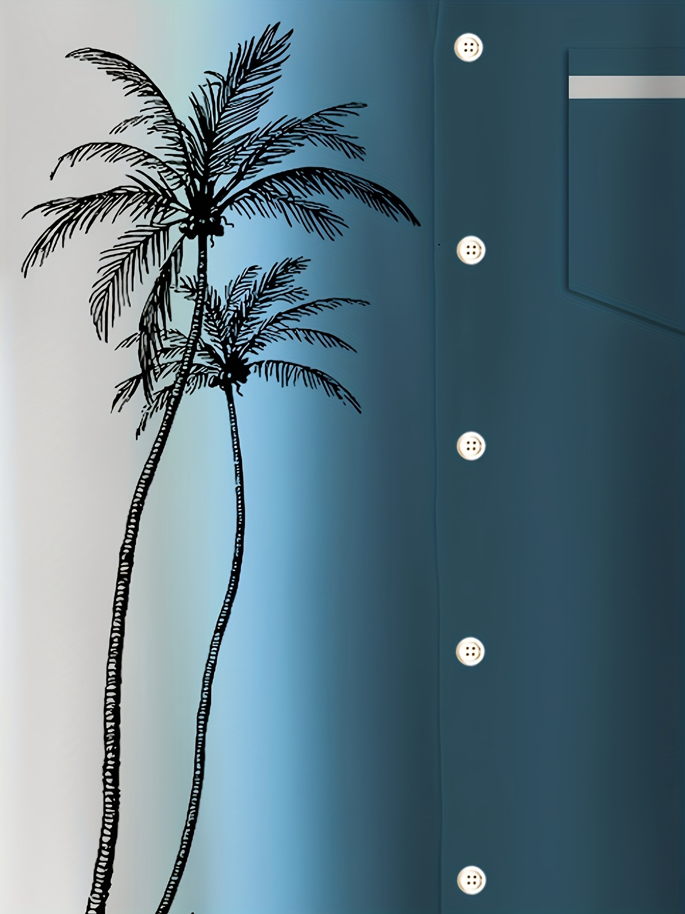 Men'S Vintage Tropical Coconut Tree Gradient Shirt - Turquoise to White Ombre Button-Up Beach Shirt with Palm Tree Print, Non-Stretch Fabric for Casual & Formal Events - All-Season Tropical Vacation Outfit - Plus Size Friendly Classic Collar Button Front Placket, Beach T Shirt, Summer Outfit, Retro Style, Durable Construction, Short Sleeve Top, Summer Wardrobe, PLUS SIZE, Spring And Summer Tropical Vacation Outfits (Short Sleeves/Long Sleeves), HAts/ShIrts/Pajamas, Beachy Items
