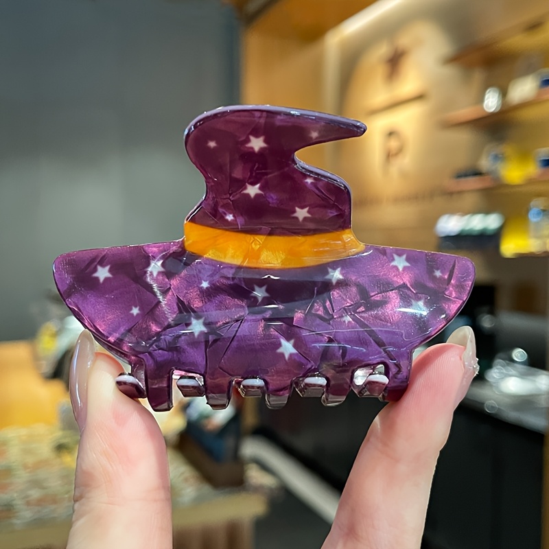 TEMU 1pc Halloween Witch Hat Hair Clip - Non Slip, Fashionable Acrylic Accessory, Suitable For Clothing And Casual Dressing