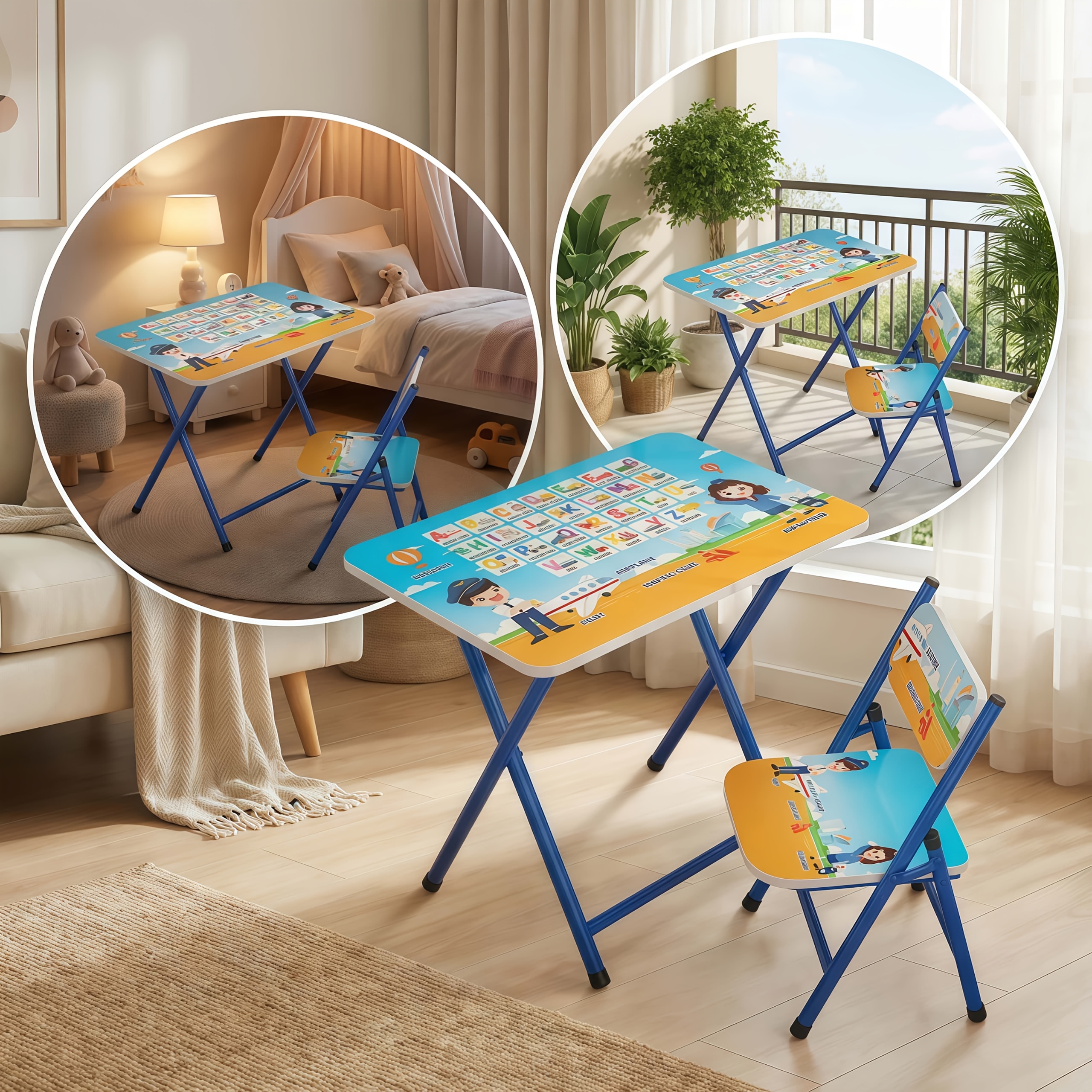 Small Classroom Desk And Chair Set Suitable for Students 3-18 Years Old Youngsters's Study Table Primary School Students Writing Homework Book Table Foldable Home School Desk And Chair Set
