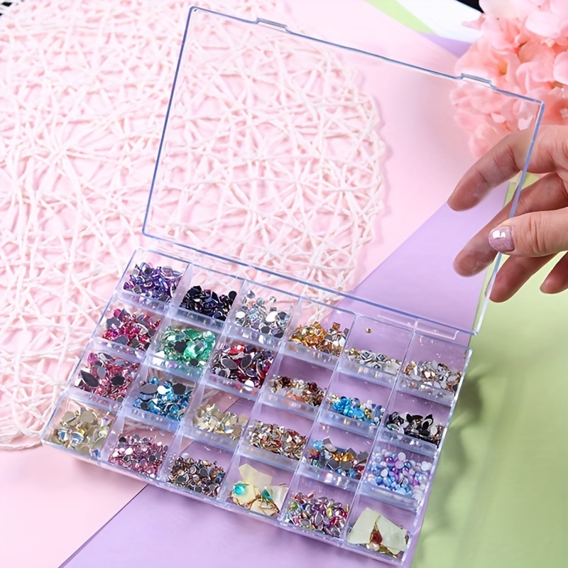 

24-grid Plastic Storage Box With Adjustable Dividers - Unscented Multipurpose Organizer For Jewelry, Beads, Small Rocks, Art Supplies - Transparent Tool Case & Accessories