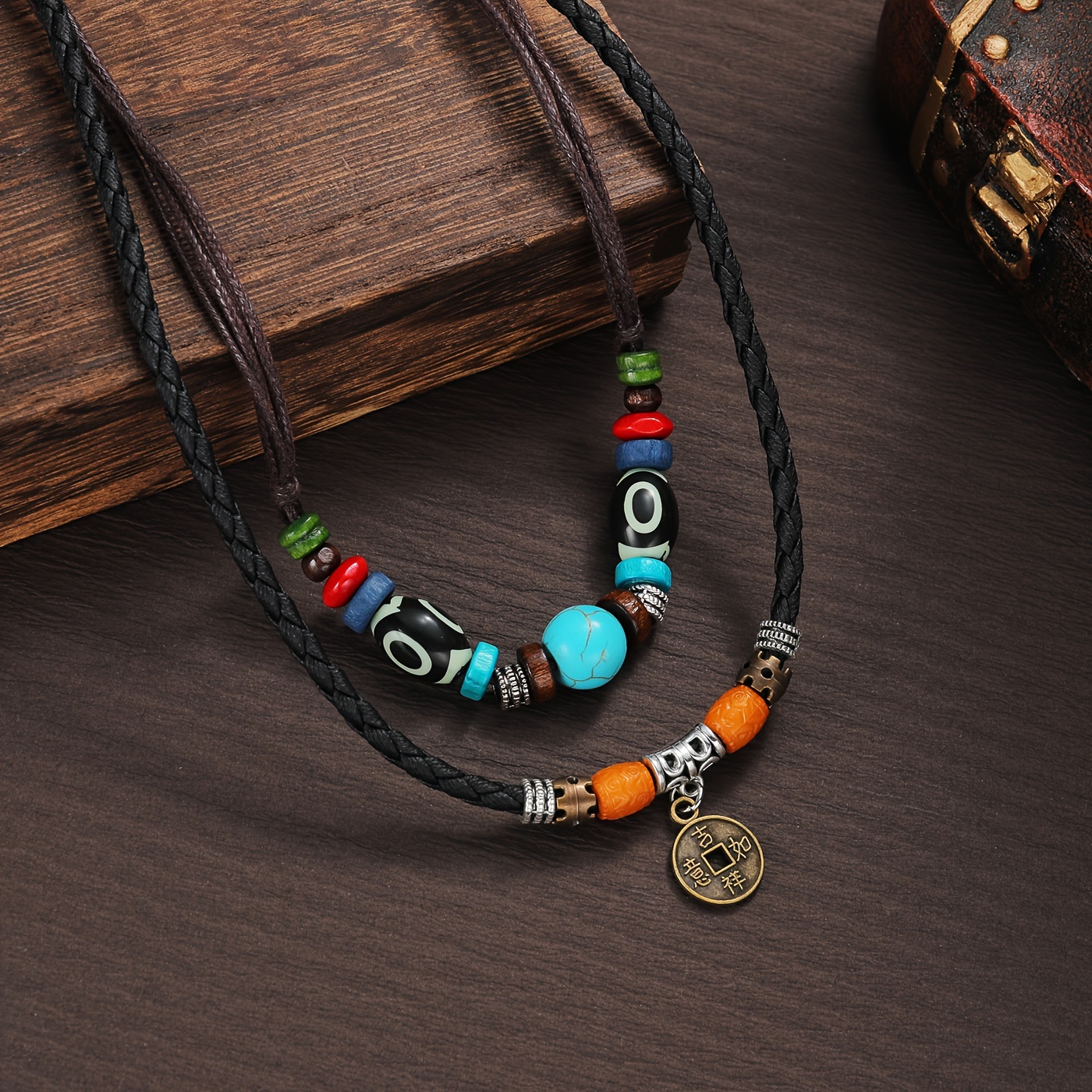 bohemian style mens double layer braided leather Temu