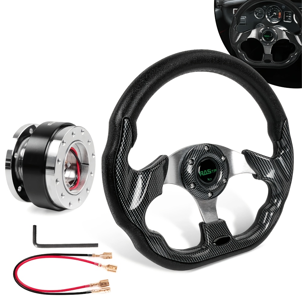 13" Aluminum Alloys Universal D Shape Racing Steering Wheel W/quick Release Adapter Kit
