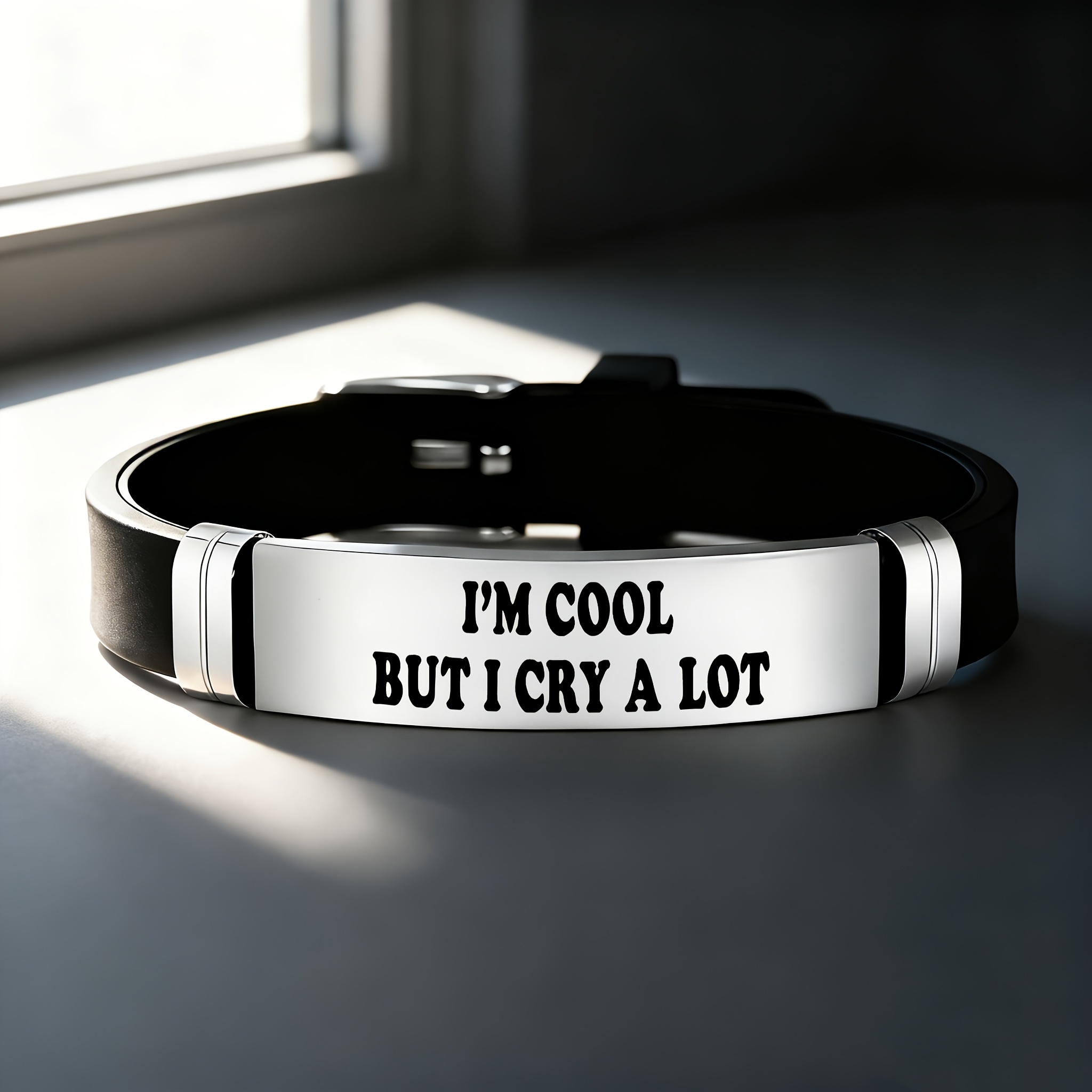 Personalized Stainless Steel Silicone Bracelet, Fun Design