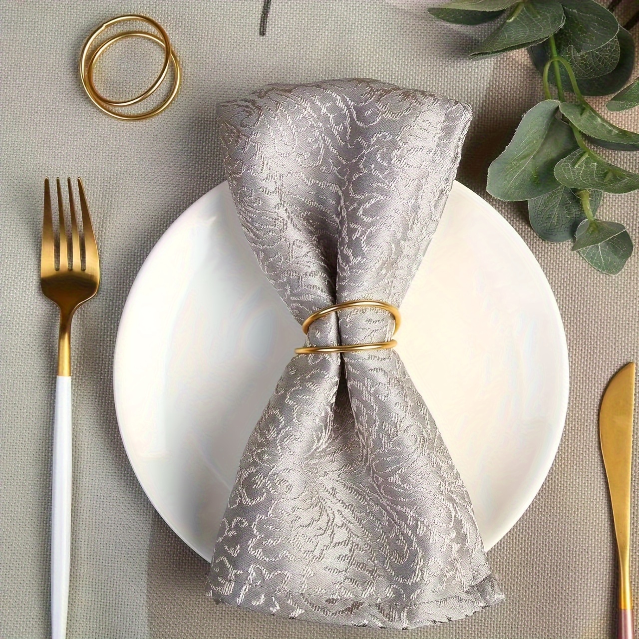 Lot De 10 Ronds De Serviette En Métal Doré Vintage - Pour Mariage, Noël, Décoration De Table - 12