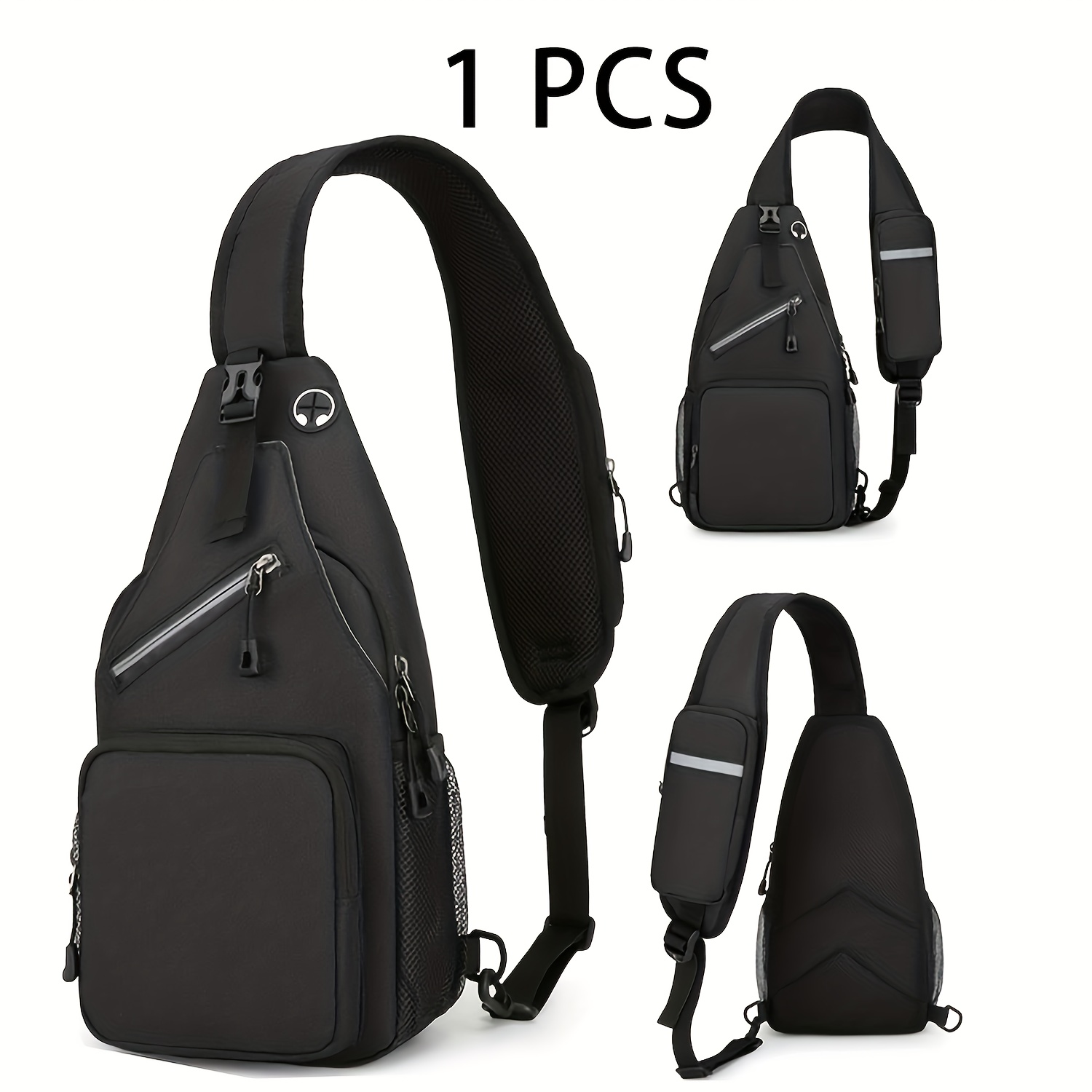 E-shop 1 Stück Crossbody Sling Bag für Damen und Herren mit verstellbarem Schultergurt, Schulter-Rucksack, Brusttasche, Reise-Wanderrucksack,