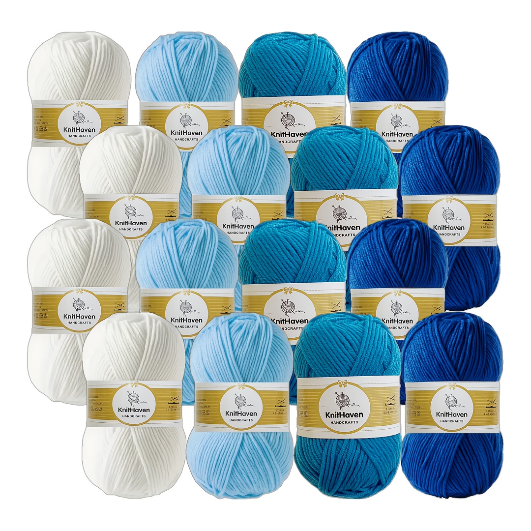 Image of 16pcs Assorted Color Knitted Ball Set, Suitable For Making Doll Keychains And Coasters, Handmade Diy, Colored, Soft