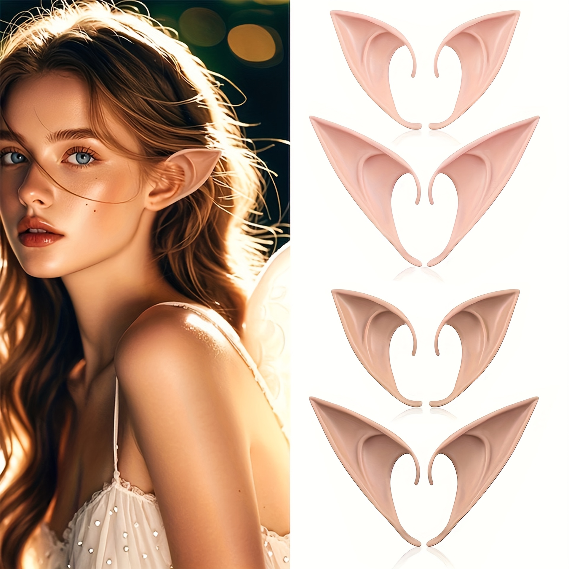 Image of 4 Pairs Of 8pcs Role Playing Elf Ears, Light And Comfortable Elf Ears, Women's Dressing Accessories, Suitable For Anime Parties, Masquerade Balls, Festival Parties, Fairy, Elf Costumes