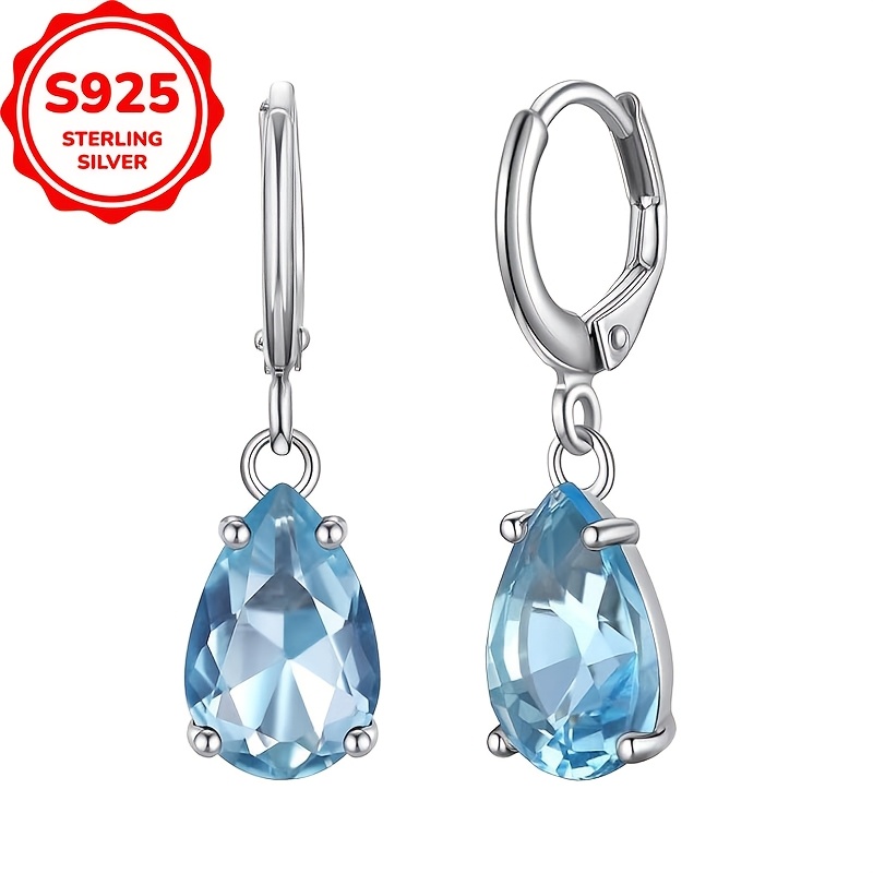 

Elegant S925 Sterling Silver Heart-shaped Blue Zirconia Earrings - Hypoallergenic, Casual Attire & Gifting