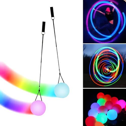 2pcs rotating light up balls multiple lighting rainbow gradient high frequency strobe rotation durable pvc spinning dance ball button battery powered suitable for beginners and professionals for christmas